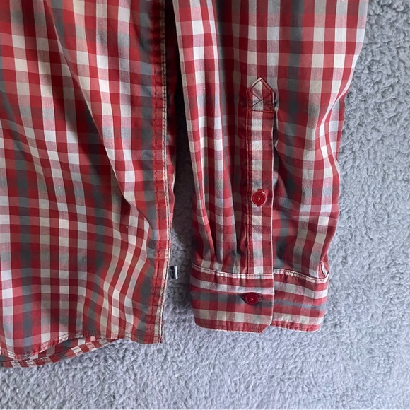 Toad & Co Shirt Mens XL Plaid Red Gray Long Sleeve Button Down Lightweight - Picture 4 of 11